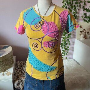 Vintage Y2K Avant-Garde Miss Sixty Beaded Tee